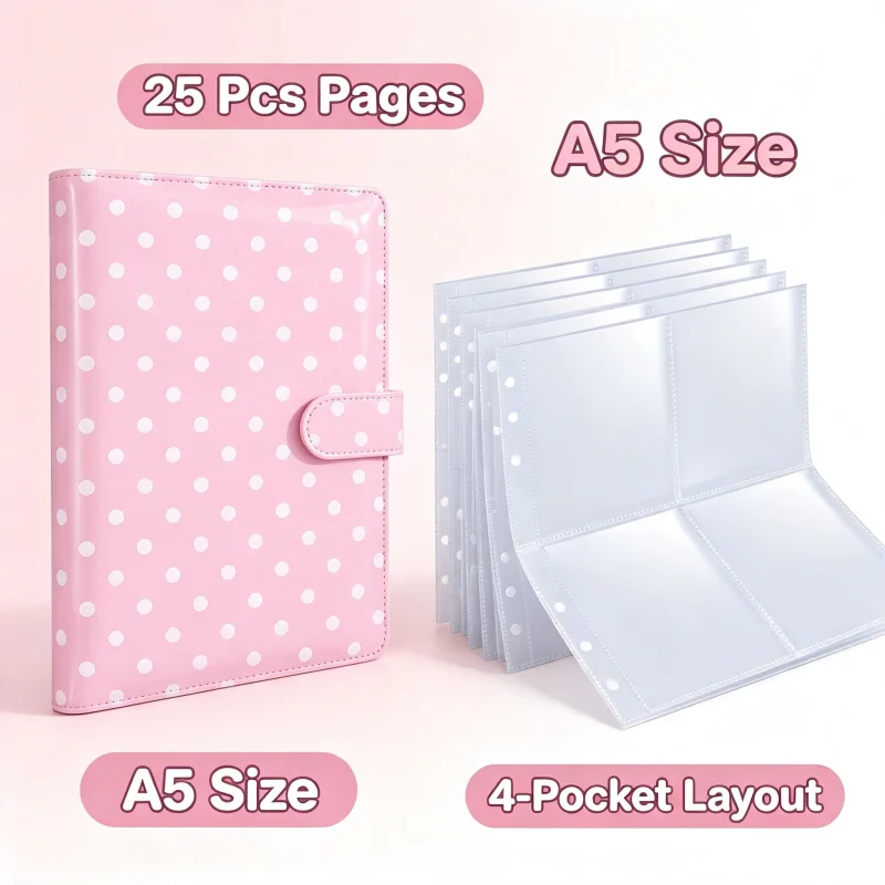 1PC Binder 25pcs Page(4 Grids) Photo Card Kpop Photo Albums Idol Cards Loose-leaf Collect Book Binder Binder Photocard Hole