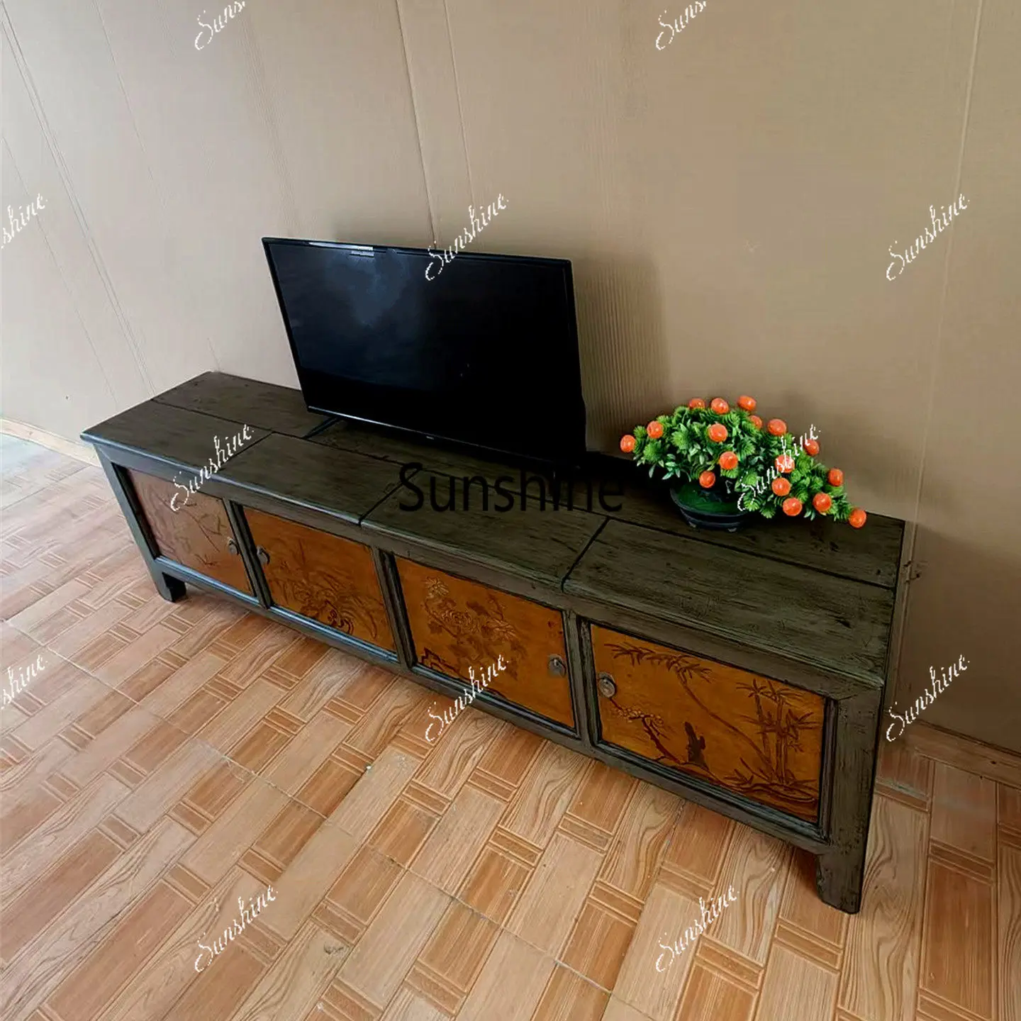 Chinese solid wood TV cabinet, storage cabinet, living room multi-function cabinet