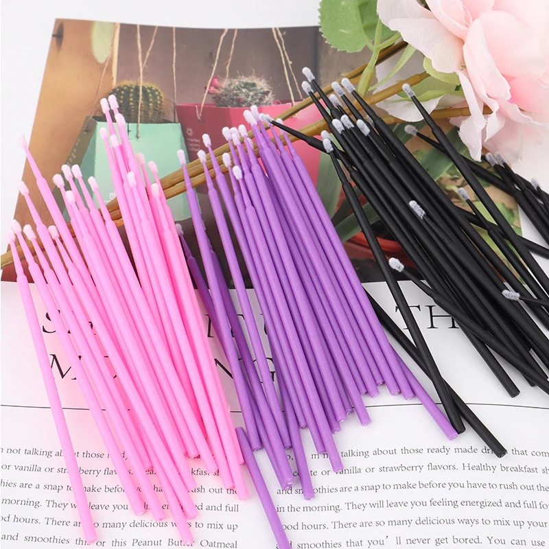 Winky Beauty 100/200pcs Micro Brushes Cotton Swab Eyelash Extension Disposable Eye Lash Glue Cleaning Brushes microbrush eyelash