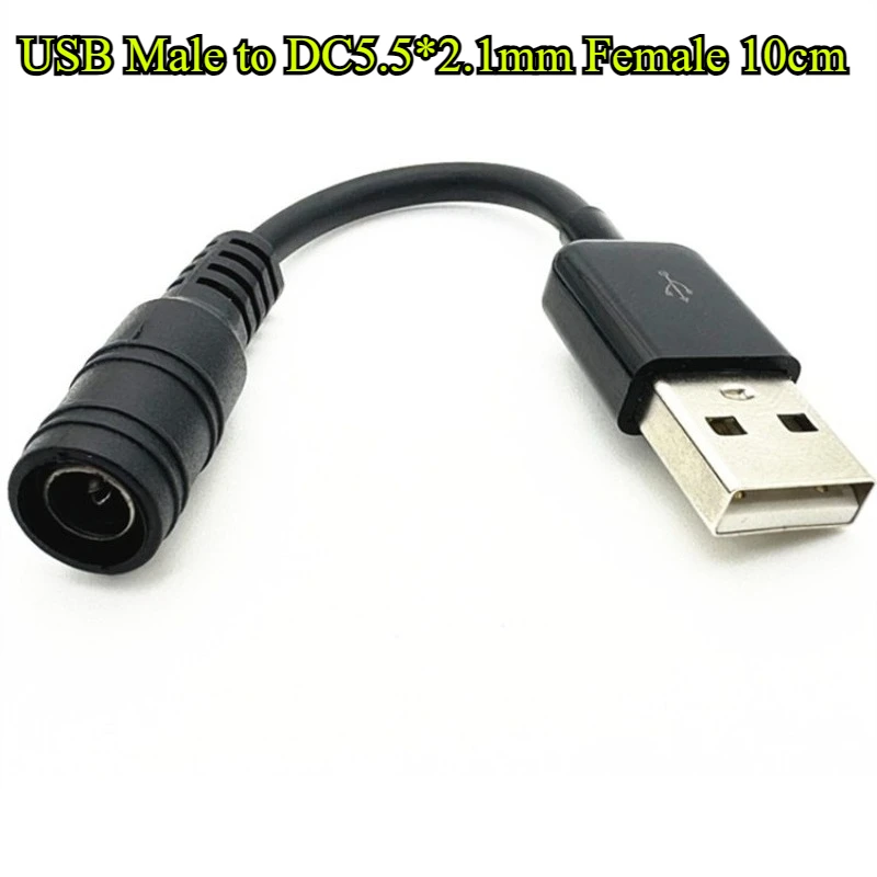 

1/3/5/10 шт./лот USB-папа на DC5,5*2,1 мм, женский кабель, длина 10 см, 5521, разъем питания постоянного тока, адаптер питания 5,5x2,1, USB-конвертер