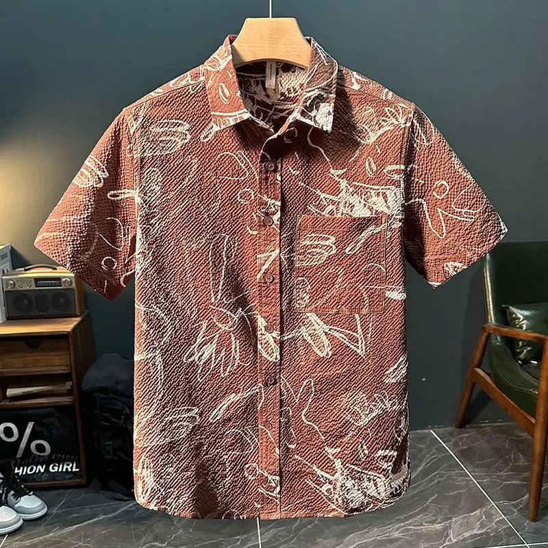 

Retro Personality Printed Short-sleeved Shirt for Men