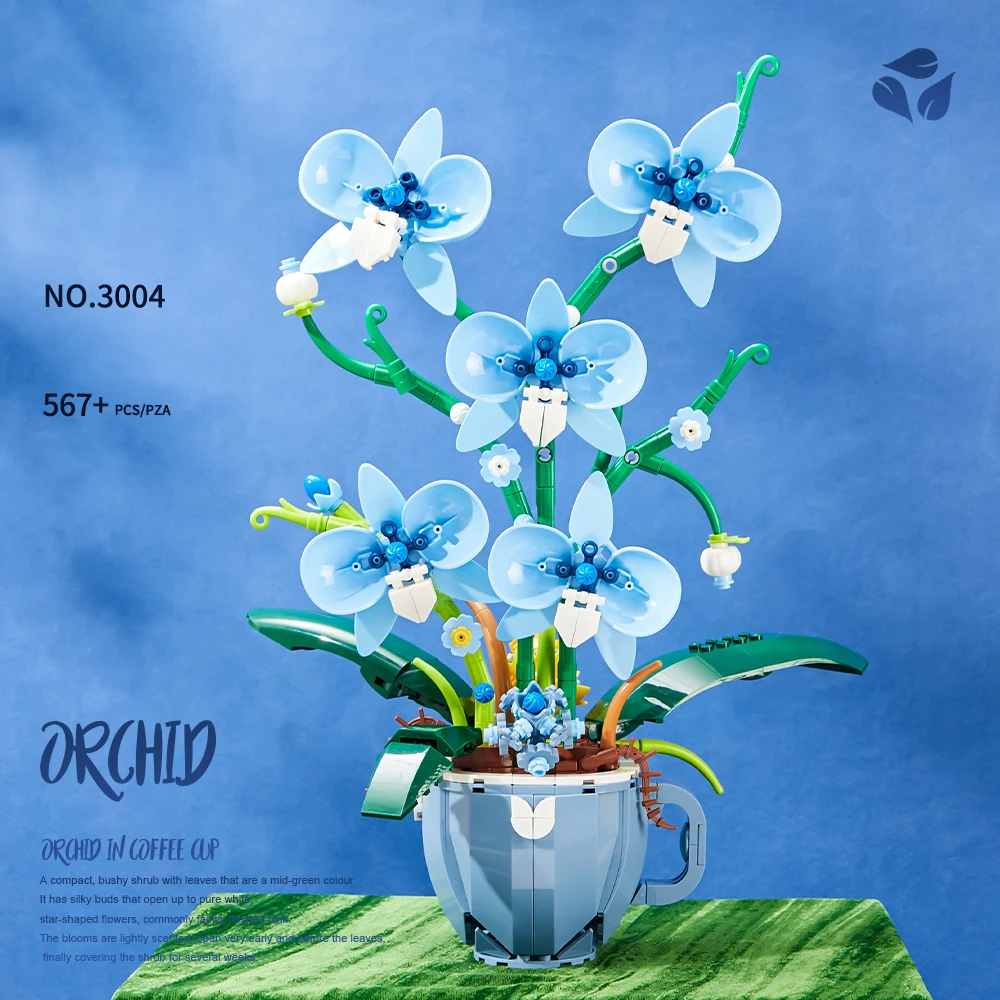 

3004 модель орхидеи в горшке, сборка дома, креативный орнамент, набор строительных блоков, детская развивающая игрушка, подарок на день рождения