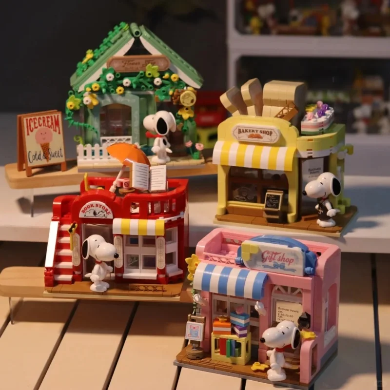 

Мини-конструктор «Снупи: Уличный магазин», сборная модель, креативные трендовые фигурки, игрушки для подарка на Рождество