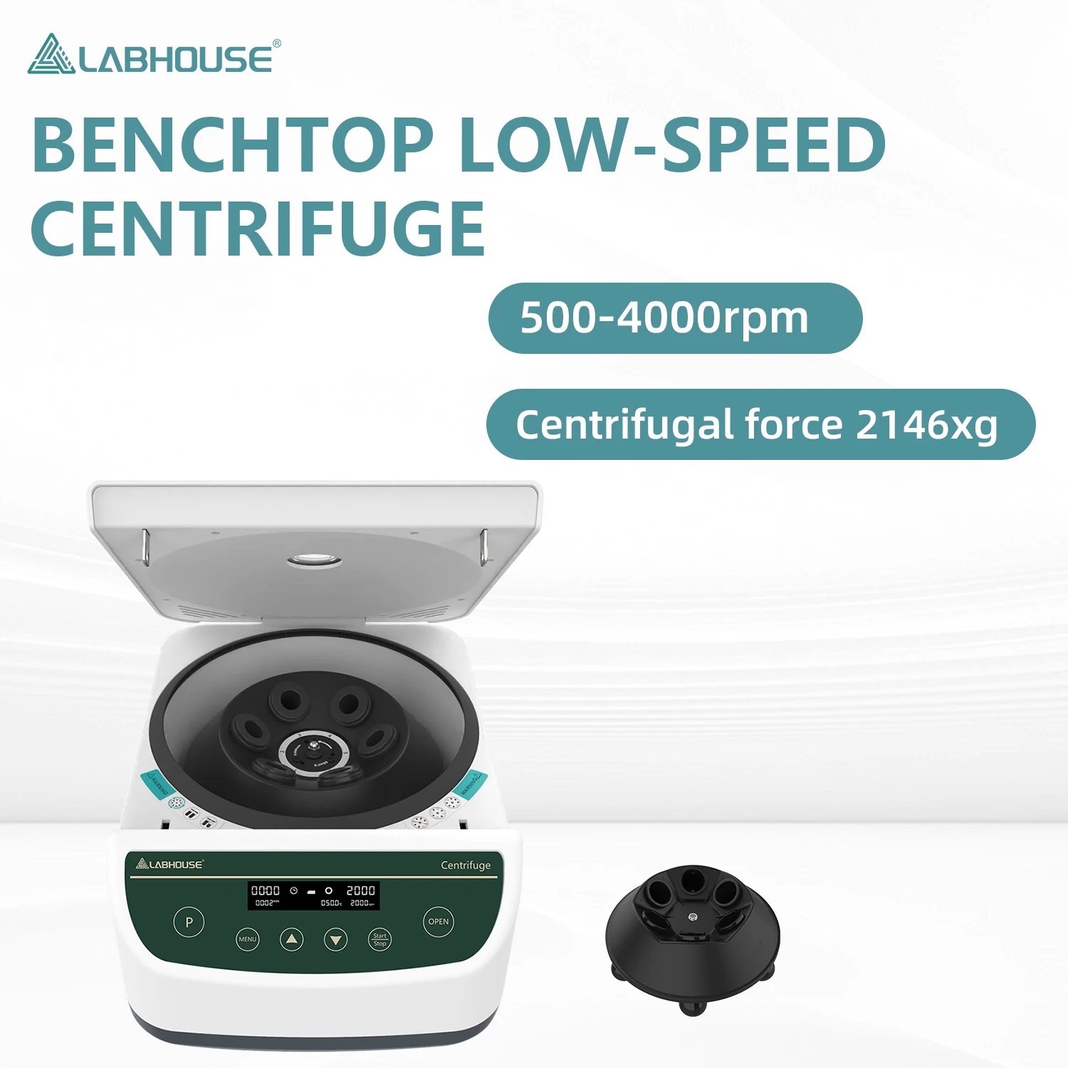 LC500-6 PRP PRF Centrifuge Machine, 500–4000rpm, 2146×g, Plasma 6×50ml/15ml/10ml/2–5ml Tubes, Benchtop Centrifuge, 9 Memory Programs, 30sec–99min Timer