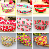 DHK 22mm 5yards Fruit watermelon Lemon Printed Grosgrain Ribbon Accessories Headwear Decoration Collar DIY Sewing Craft E2265