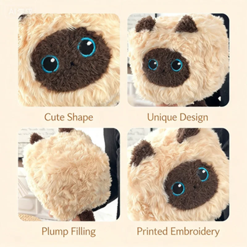 دمية قطة مربعة لطيفة من القطيفة، لعبة حيوان ناعمة لتزيين المنزل، ألعاب مريحة عالية الجودة، هدية عيد ميلاد للأطفال، هدية رفيقة