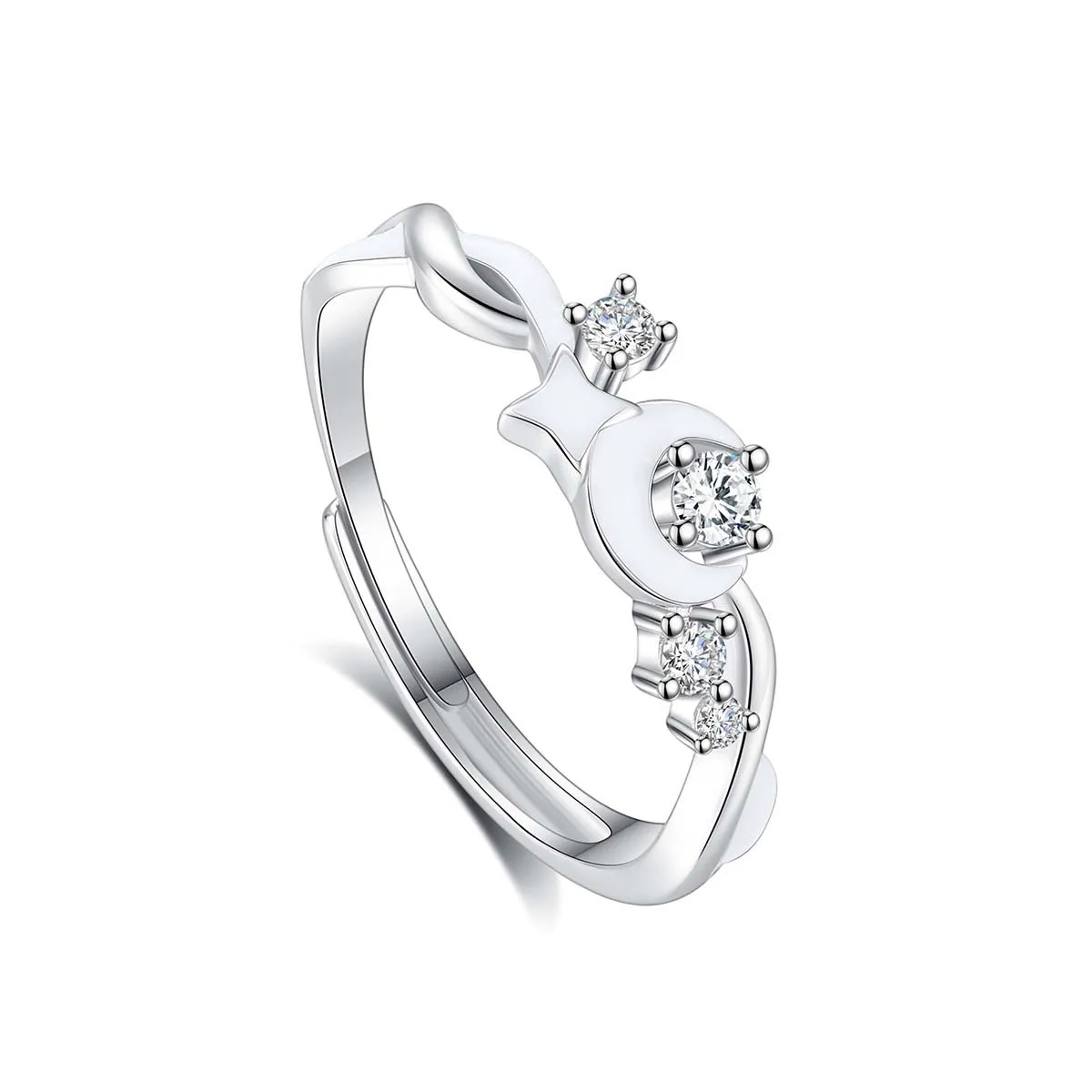 Real 925 Sterling Silver Jewelry Blue night light Couple Ring For Women Men star moon Original Design Romantic gift
