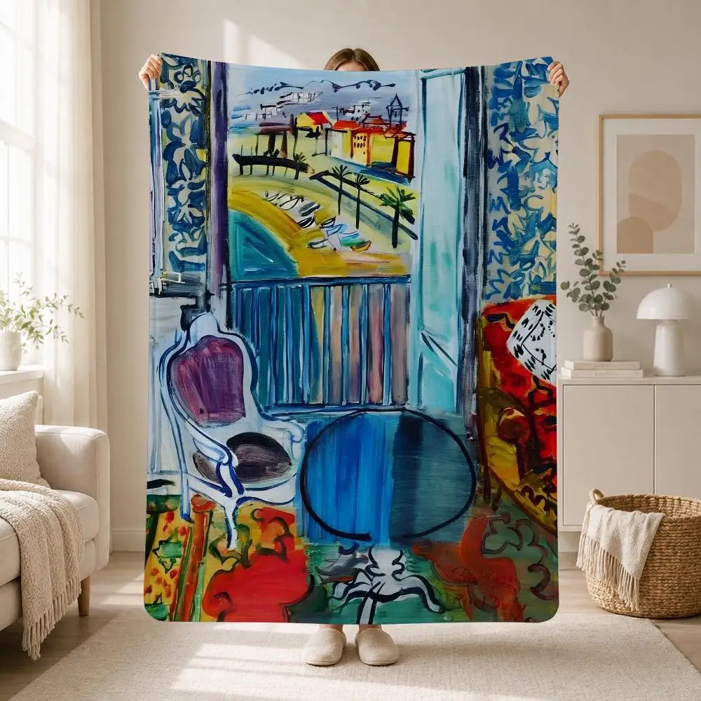 Classic French Fauvist Painter Raoul Dufy Throw Soft Plush Flannel Throw Blanket Sofa Bed Travel Home Decor