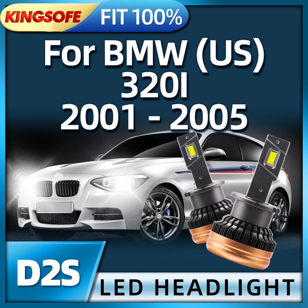 

KINGSOFE Car Lights LED Headlights D2S Bulbs 30000LM 6000K Lamp For BMW (US) 320I 2001 2002 2003 2004 2005