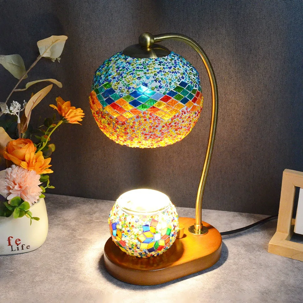 Aromatherapy Mosaic Table Lamp Molten Wax Lamp Lamparas De Mesa Mosaic Glass Bed Light Lamparas Con Mosaicos Night Light