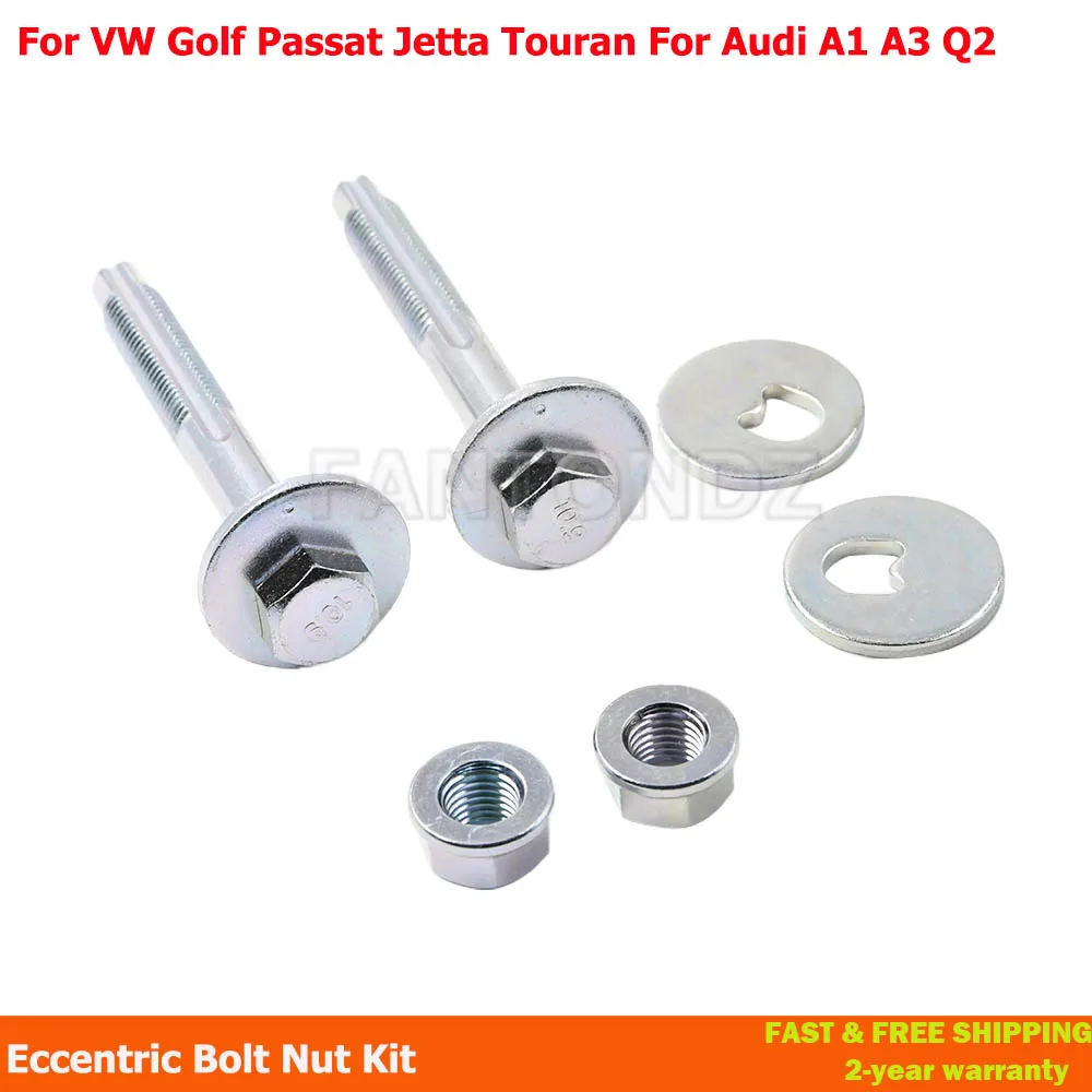 M12x1.5x97.5 For VW Touran Passat Golf Jetta AUDI A1 A3 Q2  Lower Rear Suspension Toe Alignment Eccentric Bolt Nut Kit x2