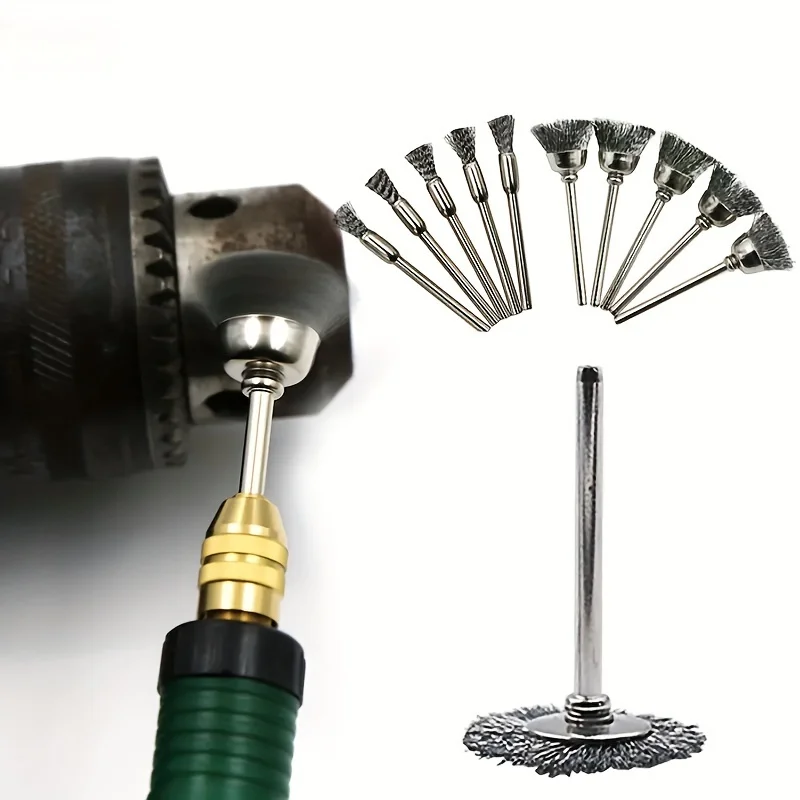 9Pcs Stainless Steel Mini Wire Brush Drill Rotary Tool Wheel Metal Rust Removal Polishing Disc for Cleaning