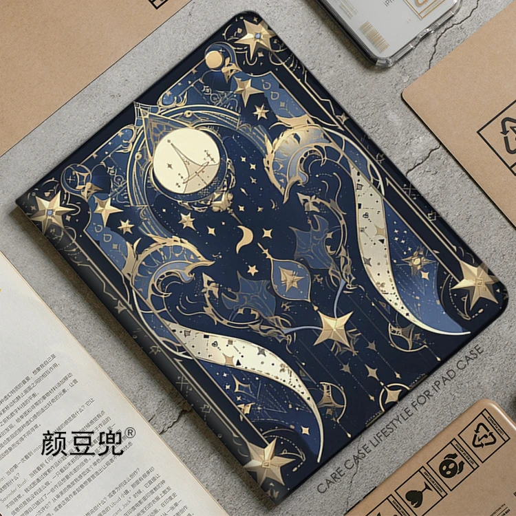 

Star and Moon retro Vintage For Samsung Galaxy Tab A7Lite 8.7 2021 Case S9 FE Plus Tri-fold stand Cover Galaxy Tab S6 Lite S8 S7