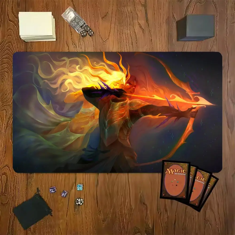 Flame Archer Warrior Magic Party Game Mat Durable Rubber for MTG&TCG Games 35X60 Mouse Pad Offices Desk Mats Friendly Design