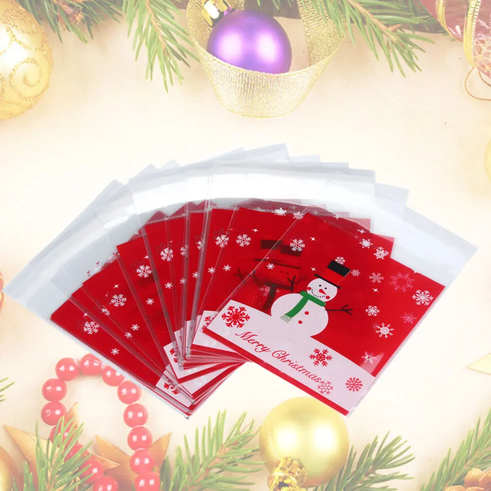 

200 Pcs/Package Small Christmas Bags for Treats Packing Candy Self-adhesive Biscuit