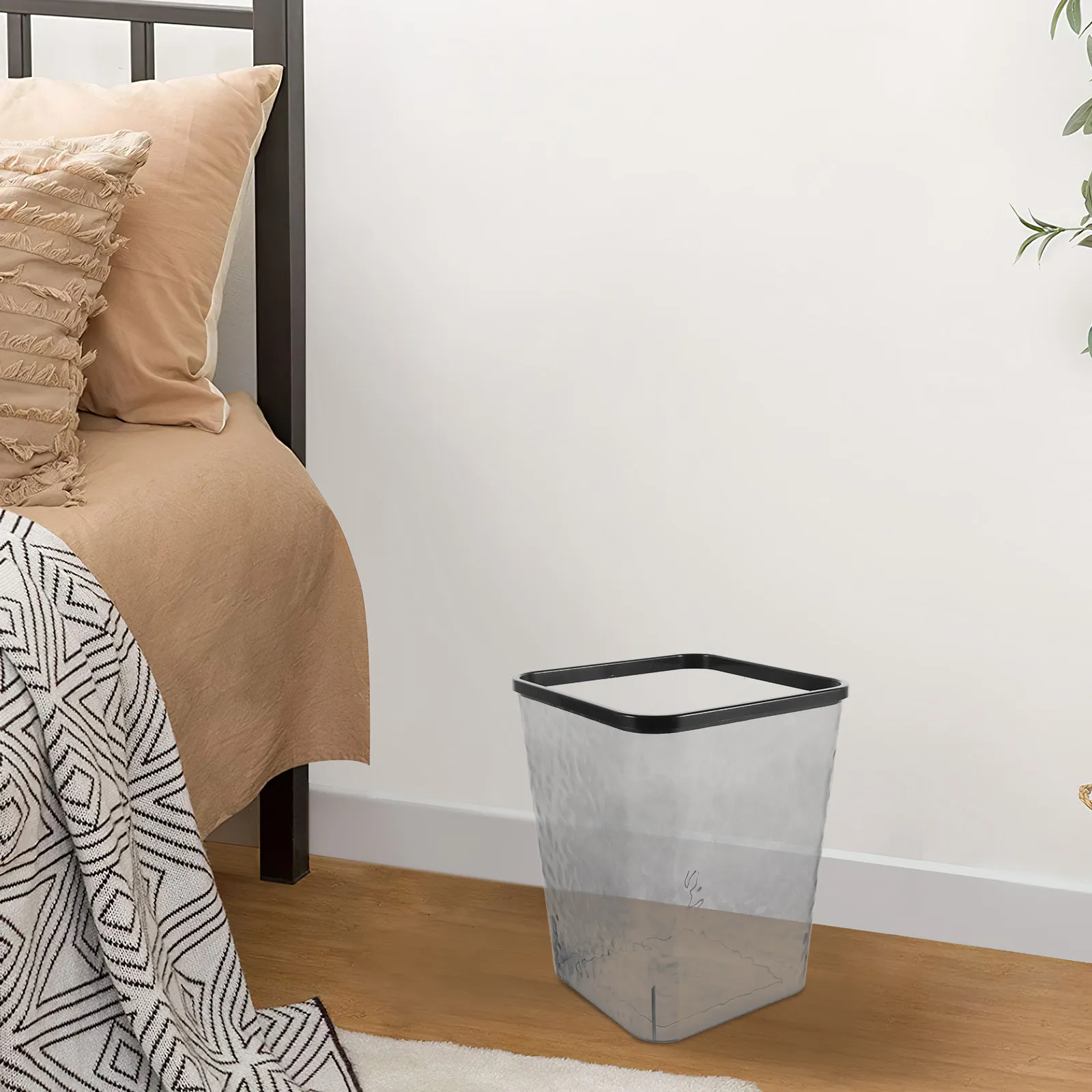 

Large Capacity Transparent Plastic Trash Can for Kitchen Bathroom Living Room Bedroom Countertop Under Sink Modern Waste Bin