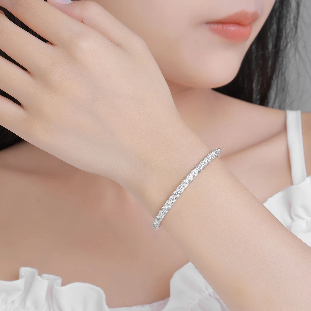 YLMyself 4mm مويسانيتي الماس 925 الفضة الإسورة مجوهرات مع 5 أحجام - أبيض / أسود / الذهب المجوهرات الجميلة