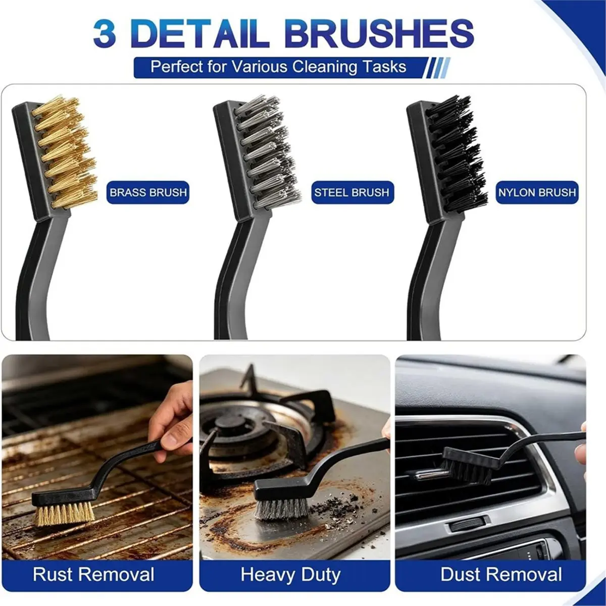 9pcs Crevice Cleaning Brush Set, Hard Bristle Scrub Brushes Tool Kit Multi-Purpose Deep Cleaning Supplies