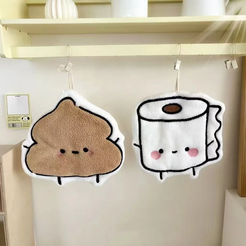 Toalla de Mano Absorbente y Gruesa con Diseño de Dibujos Animados - Toallita Cuadrada Pequeña de Terciopelo Coral para Colgar, de Doble Uso para Cocina y Baño