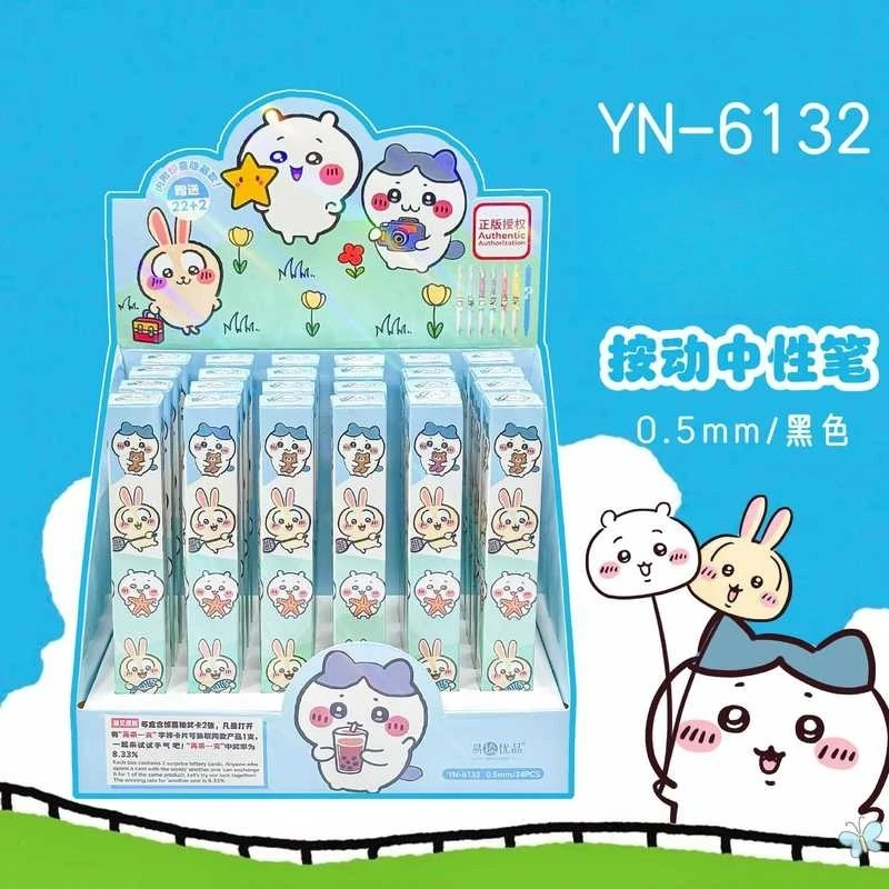 

24 шт., гелевая ручка с рисунком Chiikawa, милый мультфильм, 0,5, черная ручка для подписи, индивидуальная упаковка, студенческие канцелярские товары, оптовая продажа