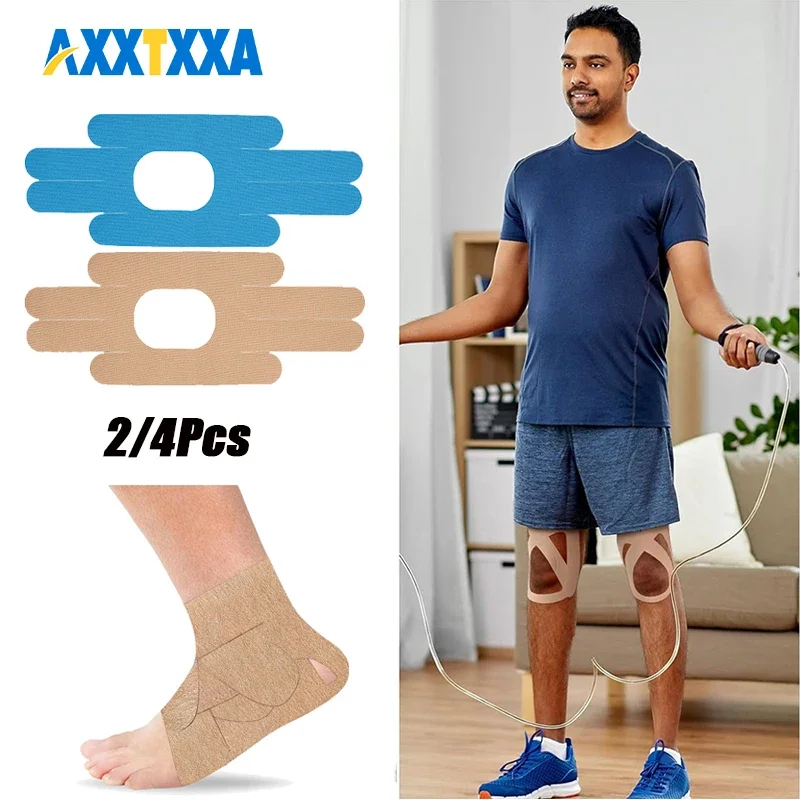 AXXTXXA 2/4Pcs Pre-Cut Kinesiology Tape - Waterproof & Elastic,Breathable Latex-Free Athletic Tape,Provide Support and Stability