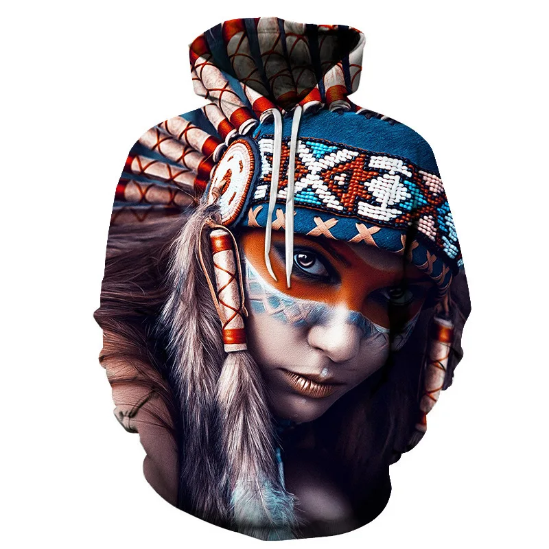 African Ethnic 3D Print Indian Men Hoodie Sweatshirt Hooded Sweatshirt Cool Hip Hop Streetwear Couple Hoodie Tracksuit Women