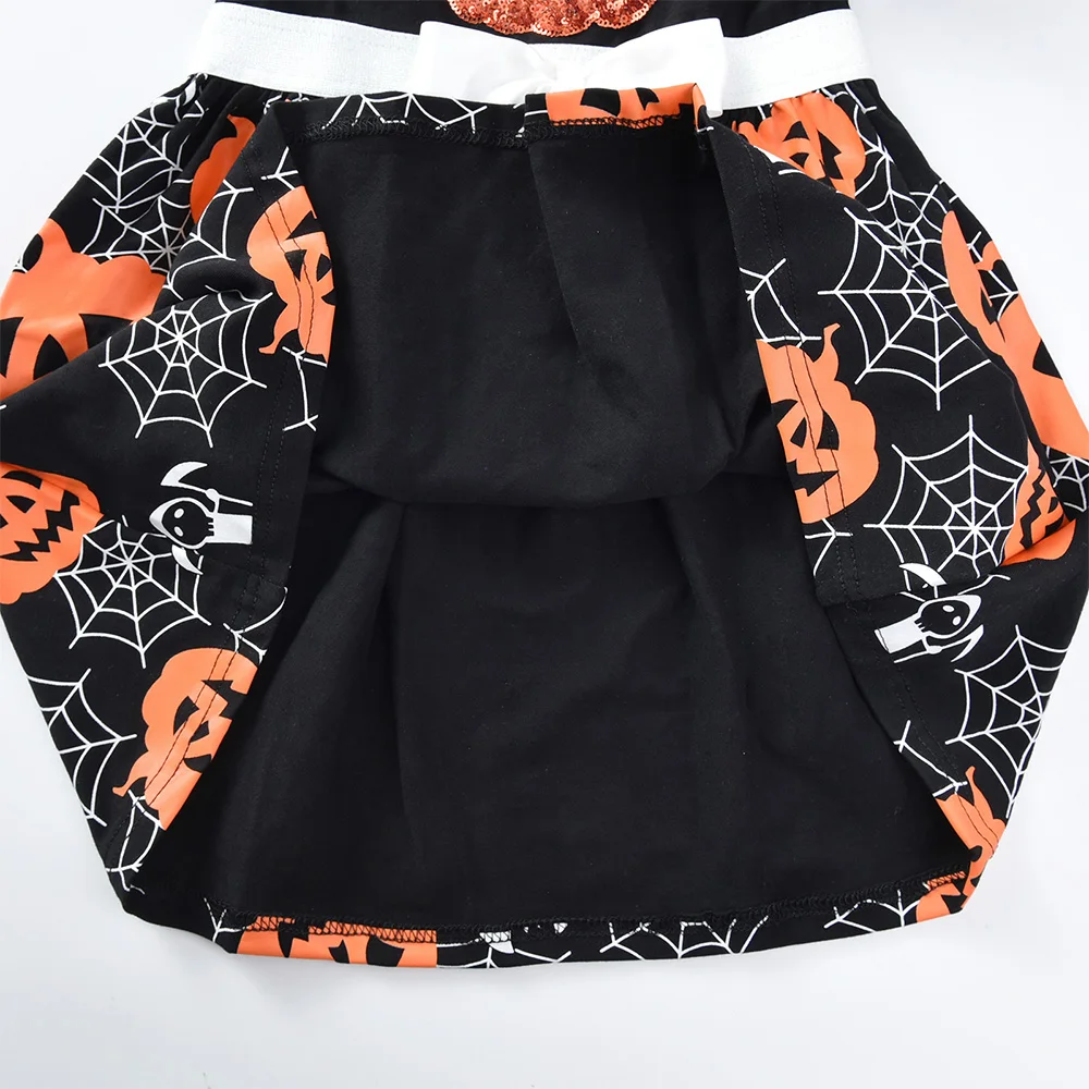 DXTON Girls Halloween Cosplay Dresses Kids Pumpkin New Year Kids Dress Party Costumes Children Clothing Kids Cobweb Vestidos