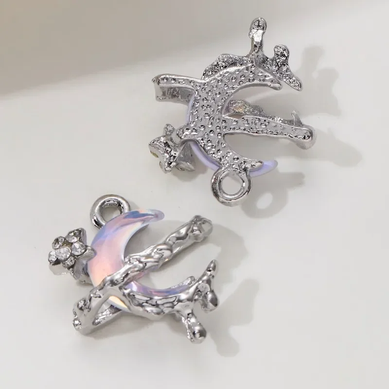 9 قطعة جديد ستار القمر المينا السحر الأزرق موضة Y2K نمط المعلقات لصنع Findings بها بنفسك النتائج اليدوية اكسسوارات قلادة مجوهرات