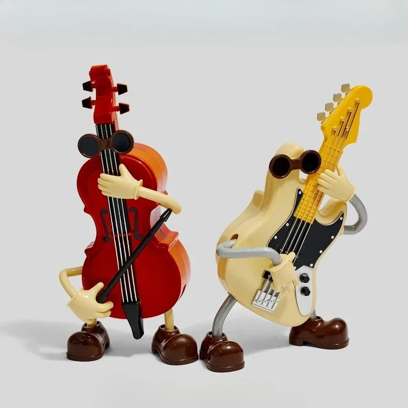 Swinging Violin Automaton Musical Desk Statue Guitar Shaped Music Box Mechanism Animated Decoration Birthday Giift Home Ornament