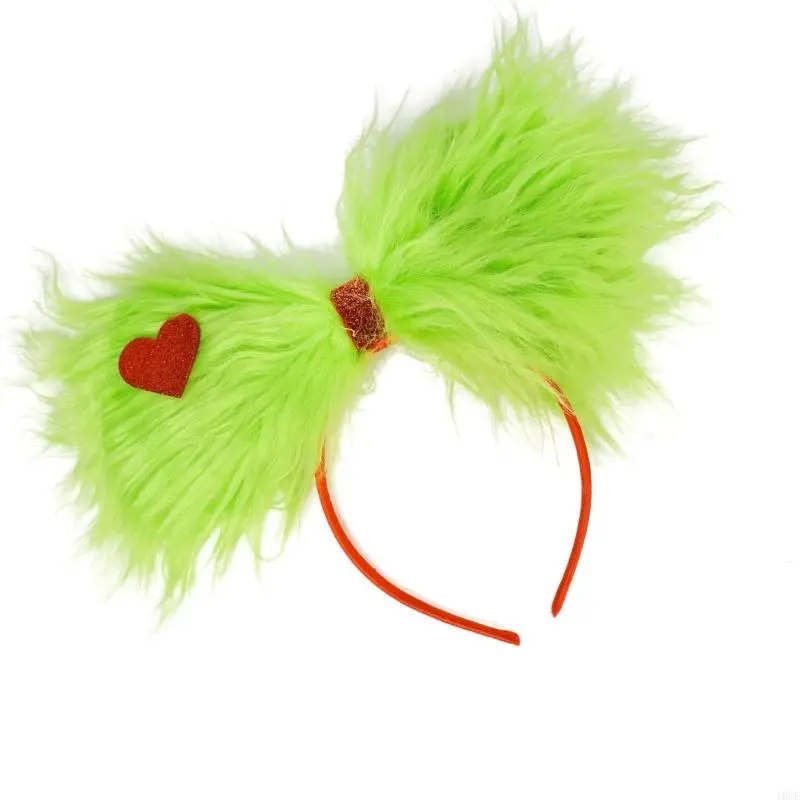 Christmas Green Hair Clip/Headband With Long Plush Design For Holiday Parties And Family Gatherings Adult Kids Accessory 