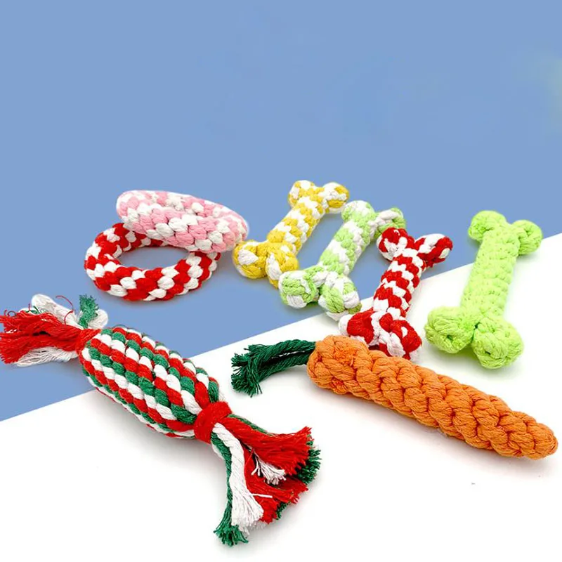 

Pet Toy Chew Teething Cotton Rope Knot BonesToys For Dog Tooth Clean Ball Bite-Resistant Dog Chew Puppy Training InteractiveToy