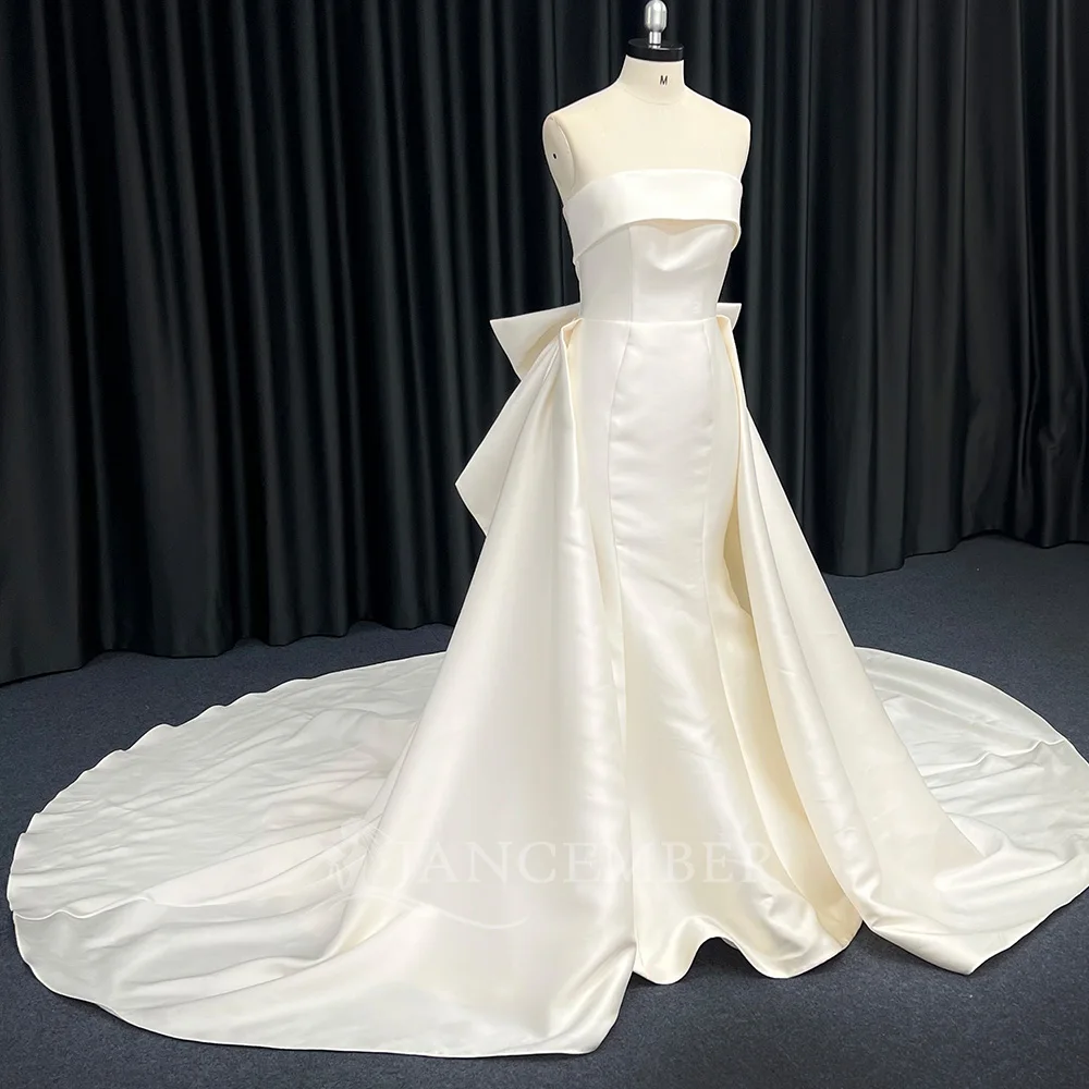 Fascinantes vestidos de Novia de línea A para mujer, exquisitos apliques, Vestidos de Novia de satén, preciosos Vestidos sin tirantes, Novias Boda