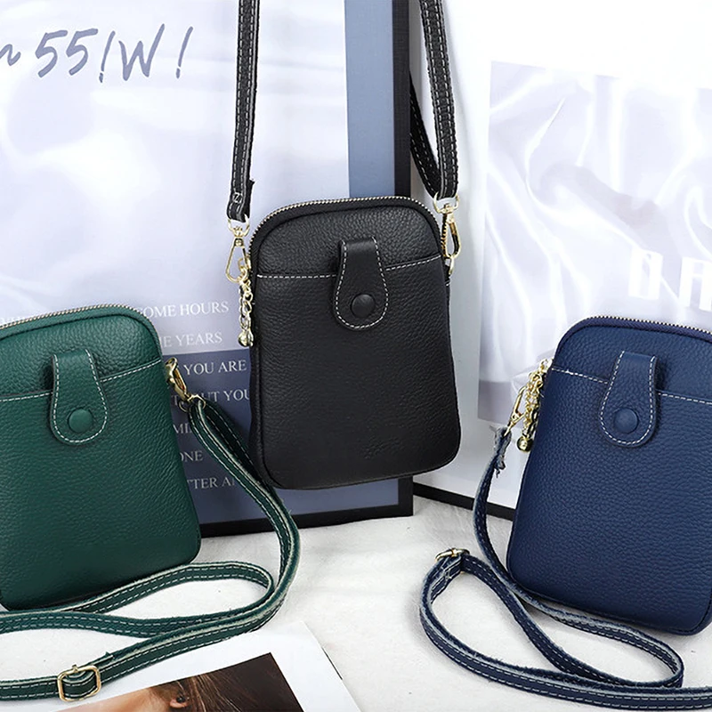 Genuine Leather Custom Initials Phone Crossbody Bag Woman Luxury Brand Versatile Shoulder Bag Underarm Business Lady Handbag