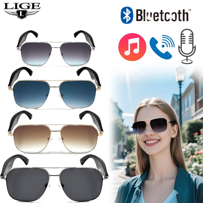 

LIGE Smart Glasses Fashion Bluetooth Call Remote Camera AI Glasses Waterproof UV Protection Sunglasses Travel Fishing Cycling