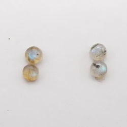 4PCS 3mm Natural Labradorite Round Flatback Cabochon High Quality Polished Gemstone Beads Jewelry DIY