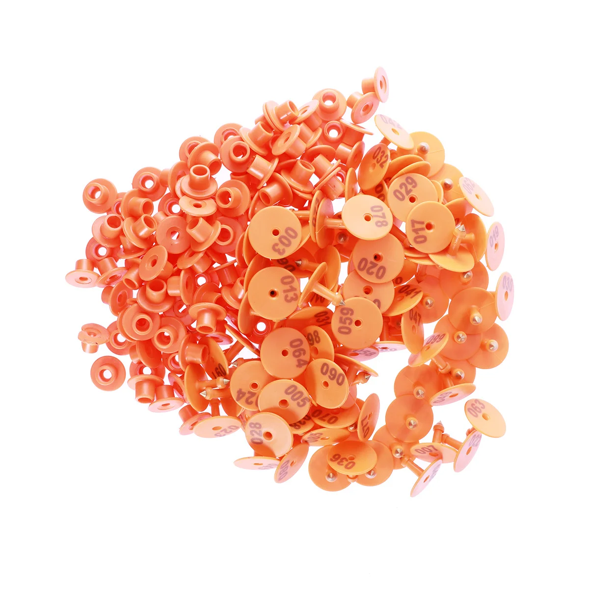 100 Stuks 1-100 Genummerde Plastic Vee Tags voor Vee Geit Varken Duidelijke Afdrukken Gemakkelijk te Herken Ziekte Preventie Oranje