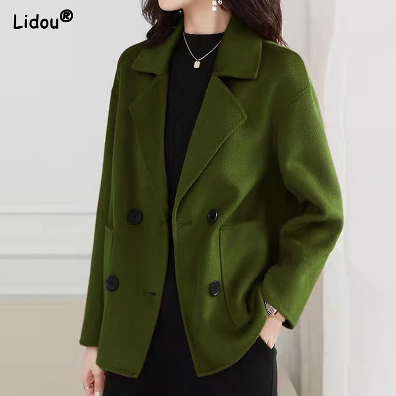 Autumn Winter Thick Pockets Office Lady Button Solid Premium 2022 Women\'s Clothing Formal Loose Business Casual Blazer Classic