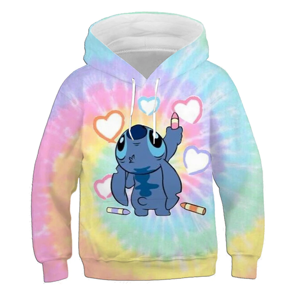

Disney Series Stitch Cartoon Print Hoodies New Fashion All-match Children's Clothing Casual Comfortable Pullover Sweatshirt
