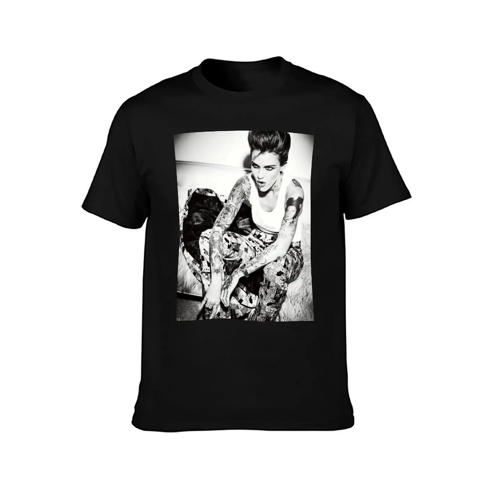 Ruby Rose Black & White T-Shirt Summer Casual Cotton Tee Oversized Streetwear Tops Vintage Graphic Print Unisex Men Women