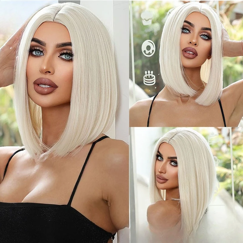 

Парик Женский Ключица Короткие Волосы Бобо Голова Белый Золотой Парик Полная Голова Парик