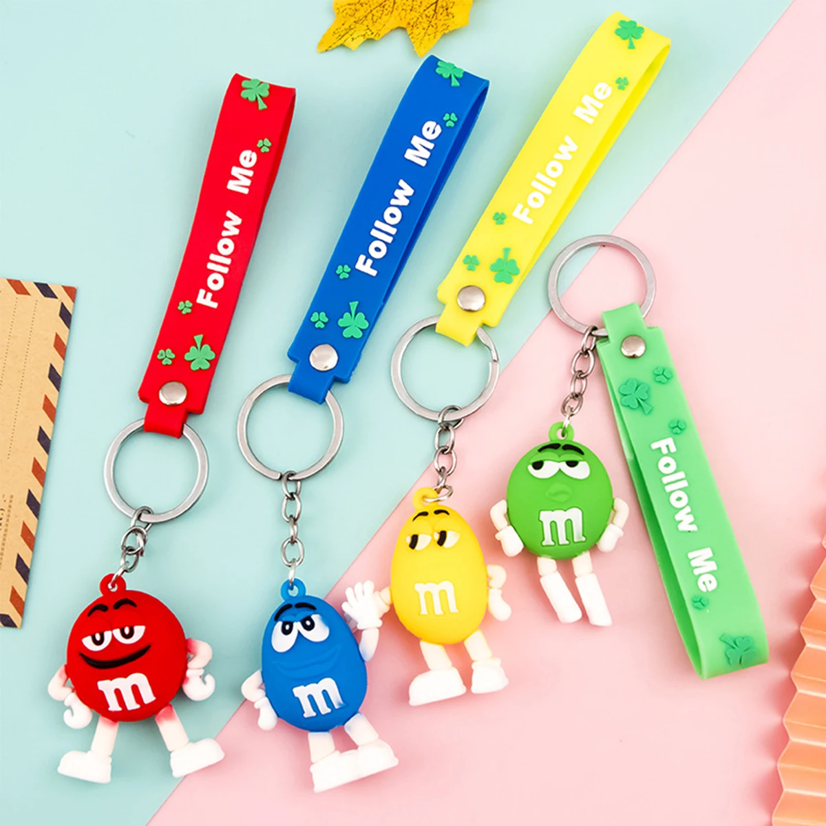 Fashion Fun Key Chains Cute M Bean Cartoon Keychain Children Surprise Birthday Gift Accessories Keyring