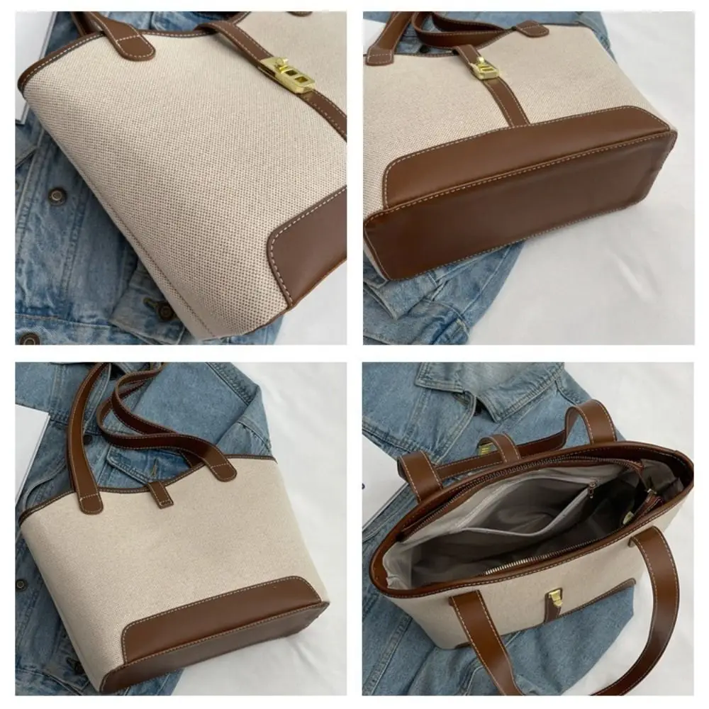 

Fashionable Color Collision Crossbody Bag Lock Buckle Large Capacity Tote Bag Minimalist Style Women Handbag Travel