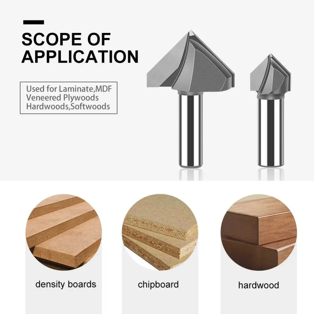 

Desktop Professional Shank Router Bits Solid Steel 90 Degree V Type Router Bits Durable Efficient Milling Cutter Hand Tool
