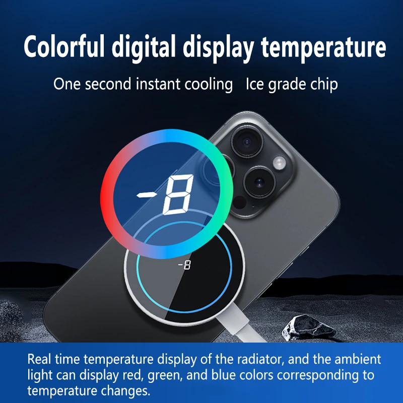 Radiator Magnetic Suction Semiconductor Game Cooler Silent Digital Display Fast Cooling Heat Sink for IOS Android Phone Stand