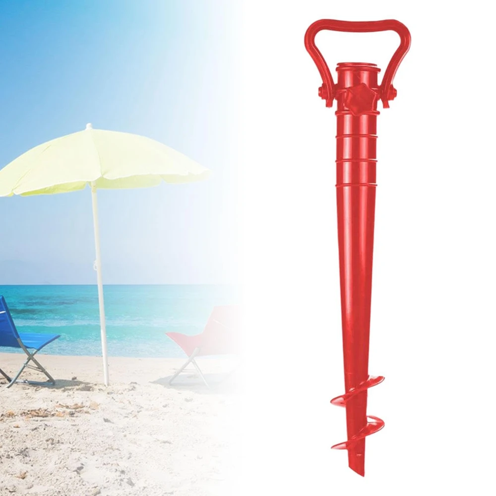 مرساة مظلة الشاطئ الأحمر ، مسامير حلزونية ، حامل شمسي للحدائق الخارجية ، تنطبق على العشب والشرفات الشاطئية ، 1 *