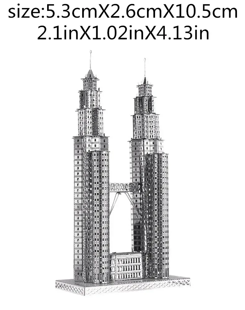 Twin Towers 3D Metal Puzzle model kits DIY Laser Cut Puzzles Jigsaw Toy For Children