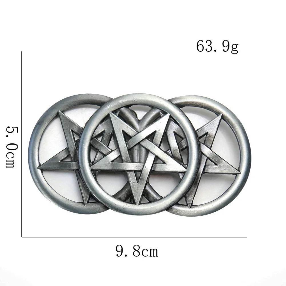 Metal Pentagram Star Belt Buckle Fashion Hollow Five-pointed Star Satan Lucifer Devil Circle Leather Craft Man Jeans Accessories