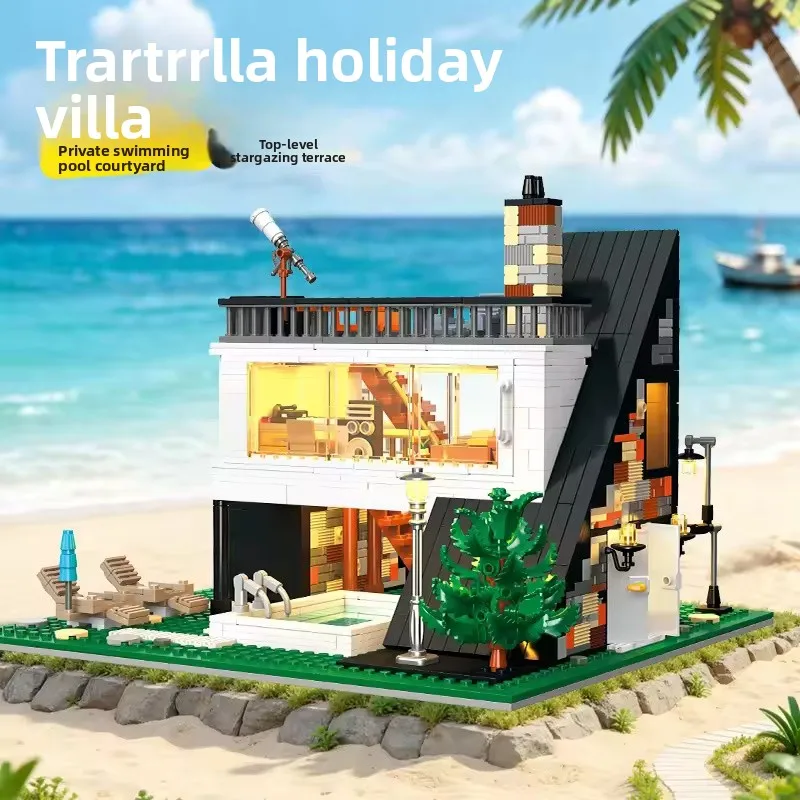 DIY Building Blocks Building Blocks Featured Villa Street View Architectural Model Set Puzzle Building Blocks Toy Festival Gift