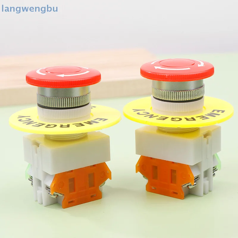 

1Pc Mushroom Cap 1NO 1NC DPST Emergency Stop Push Button Switch AC 660V 10A Switch Equipment Self Lock Lift Elevator Latching