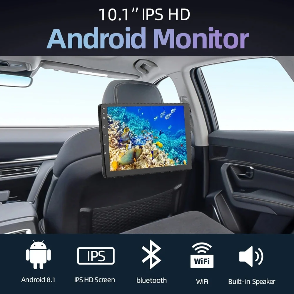 

Car Headrest Display 10.1 "IPS Screen Android 8.1 HD1080P WIFI/USB/TF/BT Car Rear Multimedia Display Image /Miracast App Downloa